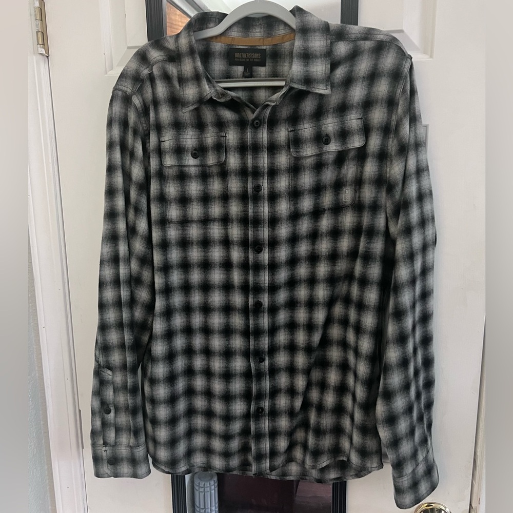 Men’s Brothers and Sons Long Sleeve Button Down Flannel Shirt